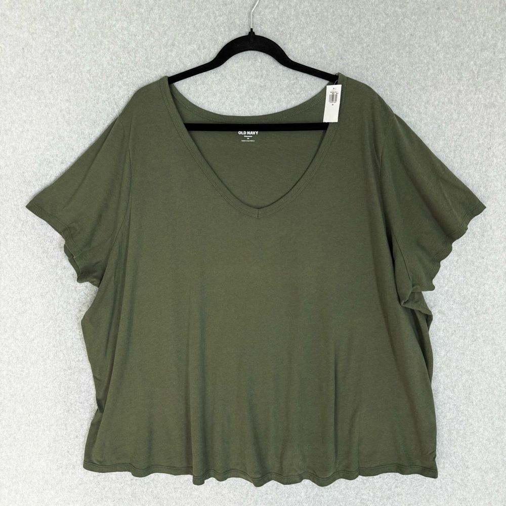 Old Navy Womens T Shirt Size 3X Olive Green V Neck Short Sleeve Comfy New READ